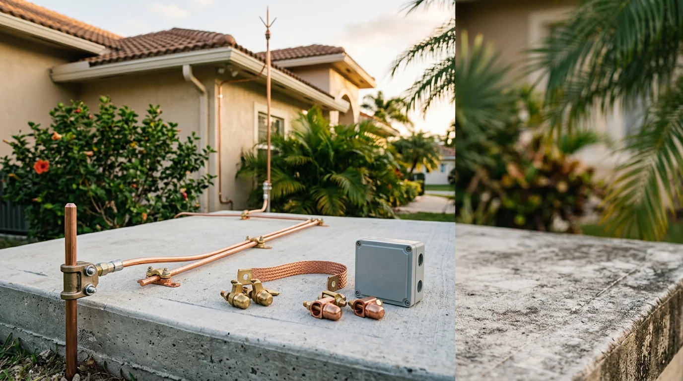 Lightning protection system and grounding installation on residential roof